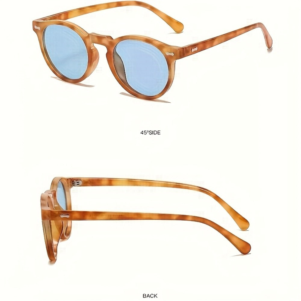 Sunglasses for Men - Round Polarized Acetate Frame UV400 Protection Vintage Unisex Anti-Glare - product detail view 4