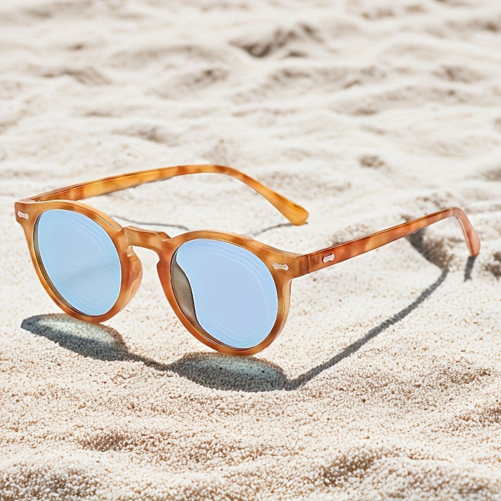 Sunglasses for Men - Round Polarized Acetate Frame UV400 Protection Vintage Unisex Anti-Glare - product detail view 7