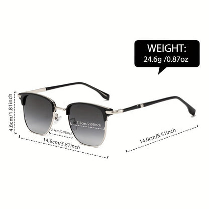 Sunglasses for Men - Semi-Rim UV400 for & Women Retro Half Frame Vintage Tinted Lens Eyewear - product detail view 5