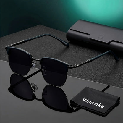 Sunglasses for Men - Semi-Rim UV400 for & Women Retro Half Frame Vintage Tinted Lens Eyewear - product detail view 6