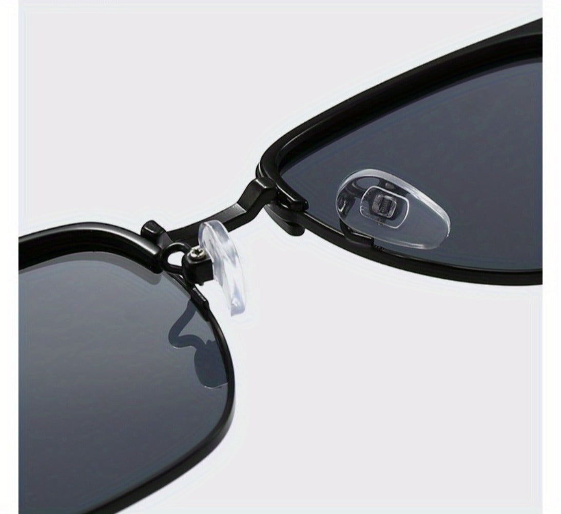 Sunglasses for Men - Semi-Rim UV400 for & Women Retro Half Frame Vintage Tinted Lens Eyewear - product detail view 8