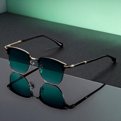 Sunglasses for Men - Semi-Rim UV400 for & Women Retro Half Frame Vintage Tinted Lens Eyewear - product detail view 13