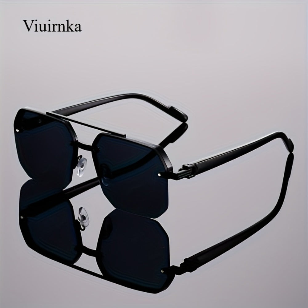 Sunglasses for Men - Semi-Rimless Glasses for Women - Vintage Half Frame Fashion Eyewear - product detail view 3