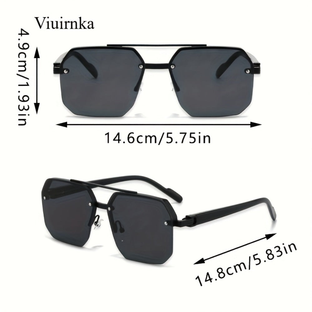 Sunglasses for Men - Semi-Rimless Glasses for Women - Vintage Half Frame Fashion Eyewear - product detail view 5