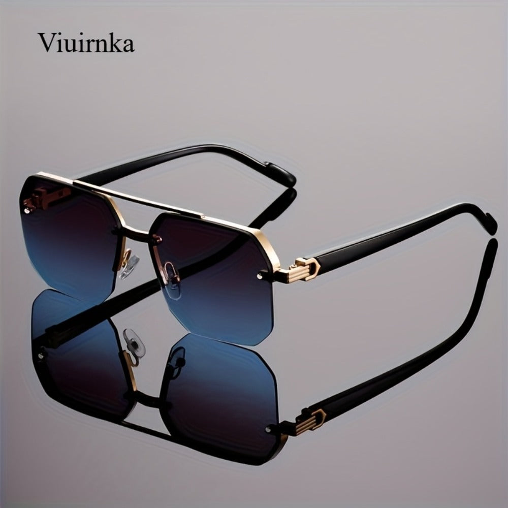 Sunglasses for Men - Semi-Rimless Glasses for Women - Vintage Half Frame Fashion Eyewear - product detail view 6