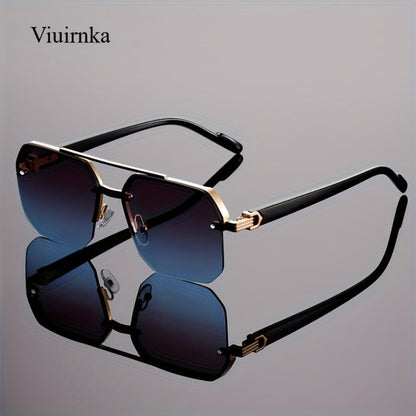 Sunglasses for Men - Semi-Rimless Glasses for Women - Vintage Half Frame Fashion Eyewear - product detail view 6