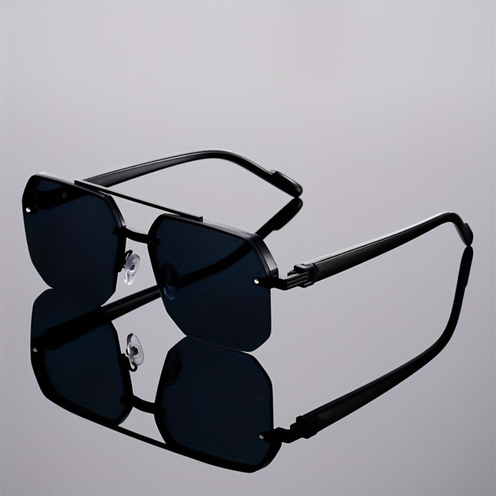 Sunglasses for Men - Semi-Rimless Glasses for Women - Vintage Half Frame Fashion Eyewear - product detail view 7