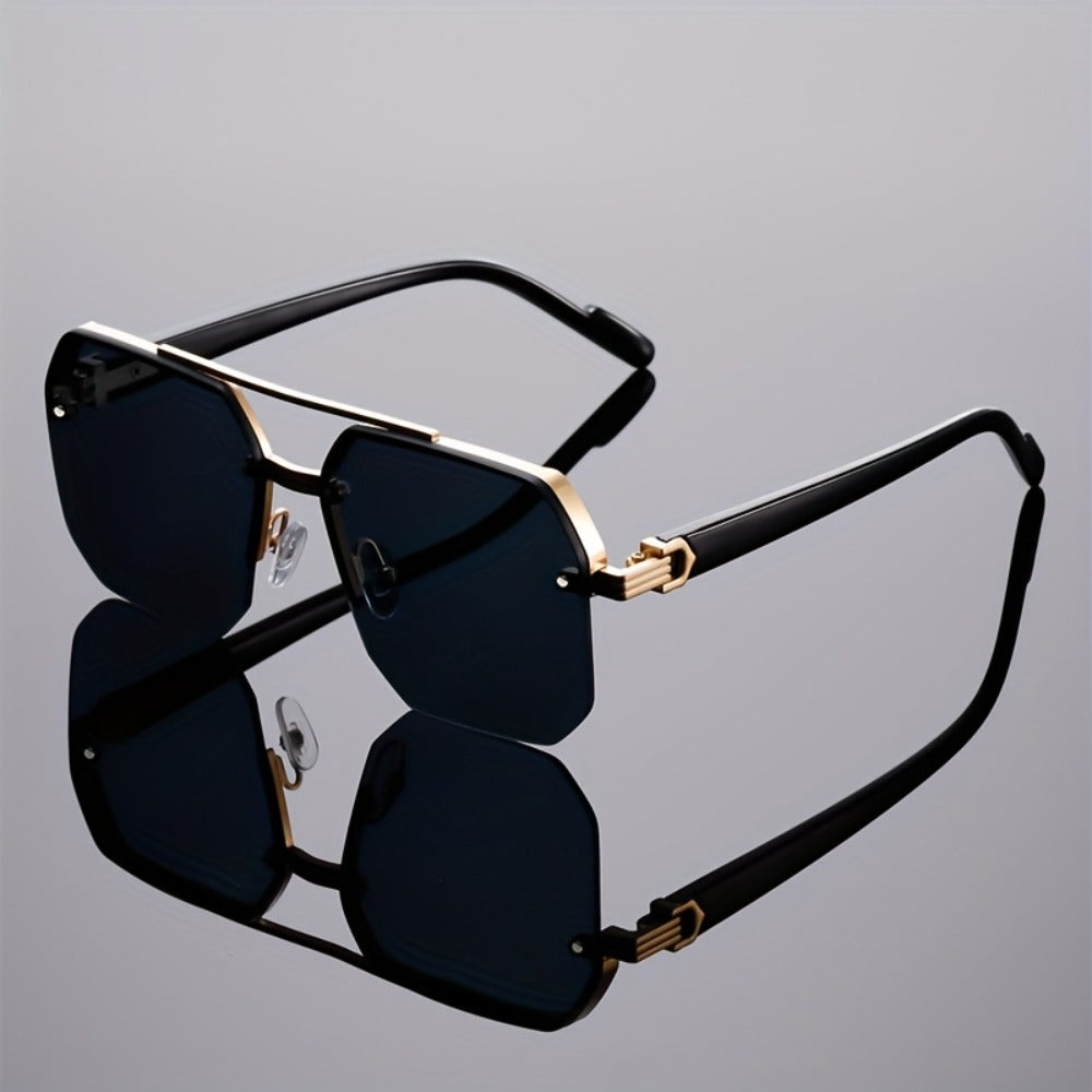 Sunglasses for Men - Semi-Rimless Glasses for Women - Vintage Half Frame Fashion Eyewear - product detail view 8