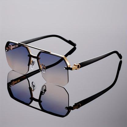 Sunglasses for Men - Semi-Rimless Glasses for Women - Vintage Half Frame Fashion Eyewear - product detail view 10