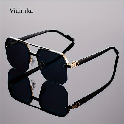 Sunglasses for Men - Semi-Rimless Glasses for Women - Vintage Half Frame Fashion Eyewear - product detail view 12