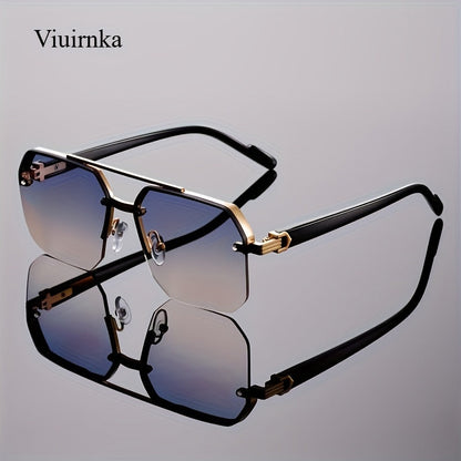 Sunglasses for Men - Semi-Rimless Glasses for Women - Vintage Half Frame Fashion Eyewear - product detail view 14