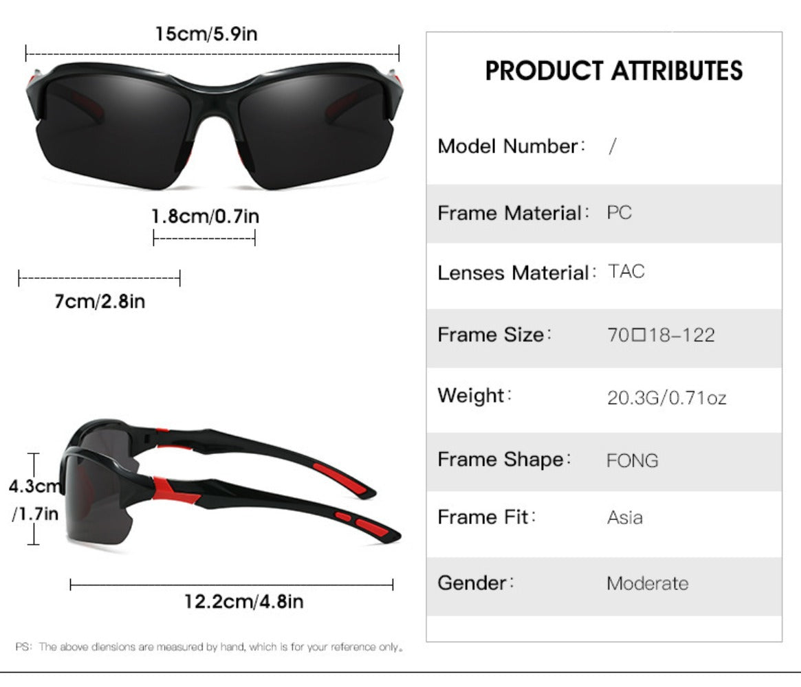 Sunglasses for Men - Sport Polarized Half Frame Lightweight UV Protection for Women Skiing - product detail view 15