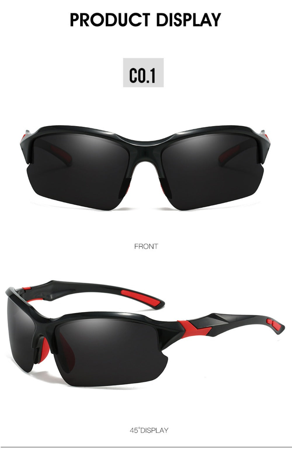 Sunglasses for Men - Sport Polarized Half Frame Lightweight UV Protection for Women Skiing - product detail view 21