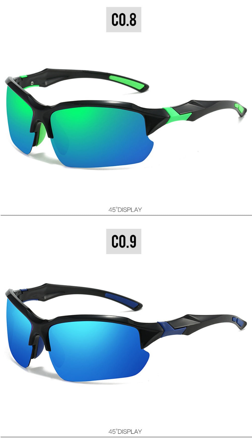 Sunglasses for Men - Sport Polarized Half Frame Lightweight UV Protection for Women Skiing - product detail view 25
