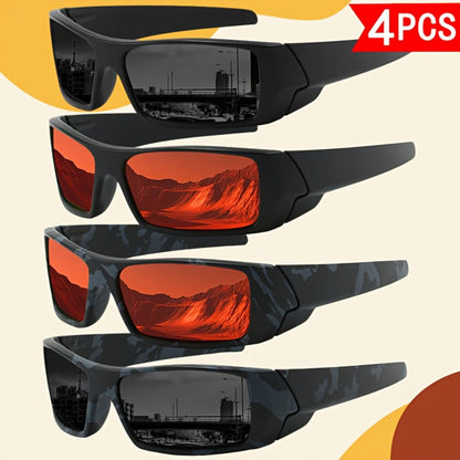 Sunglasses for Men - Sports 4 Pack HD Polarized Cross Frame Camo & Solid Color Combos - product detail view 3