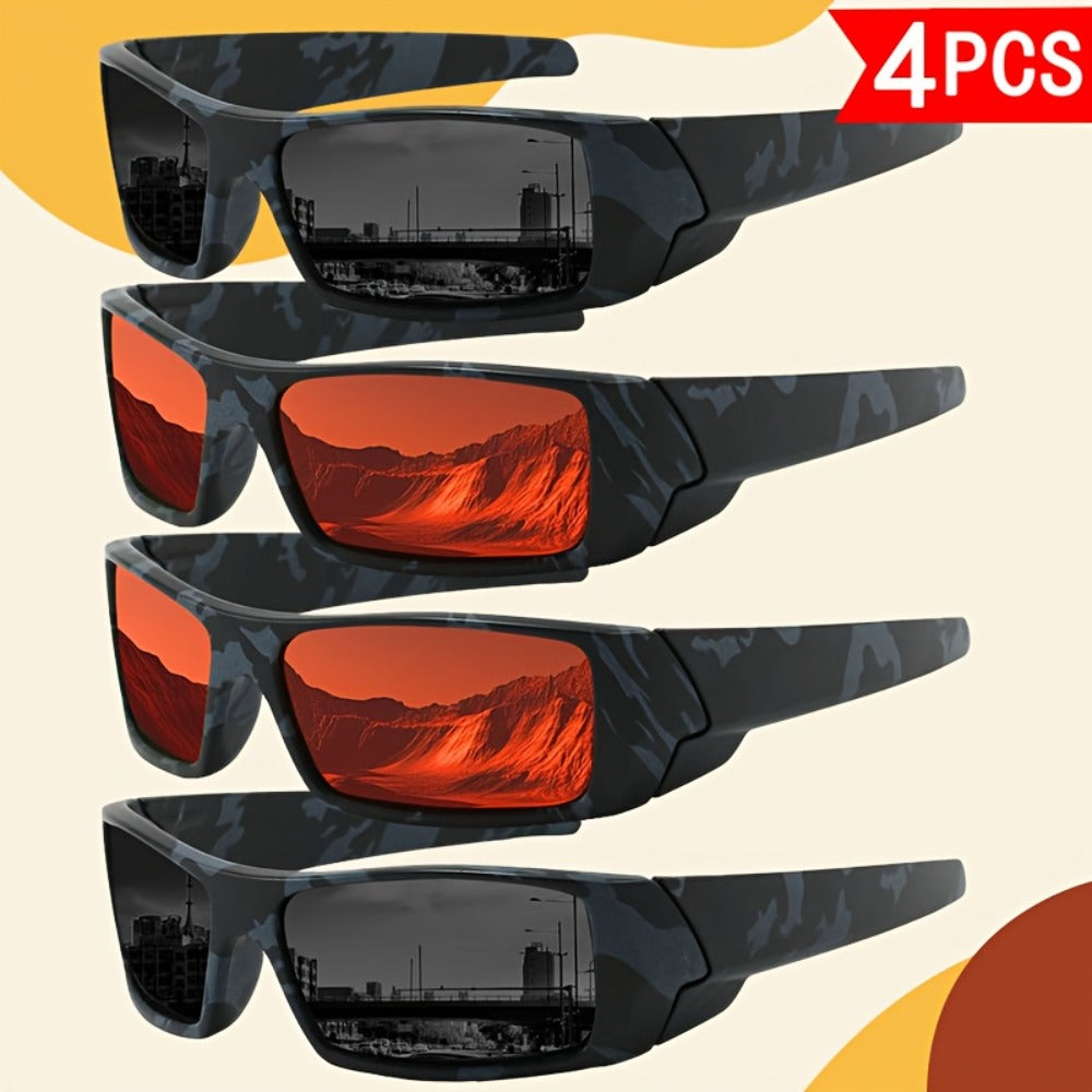 Sunglasses for Men - Sports 4 Pack HD Polarized Cross Frame Camo & Solid Color Combos - product detail view 5