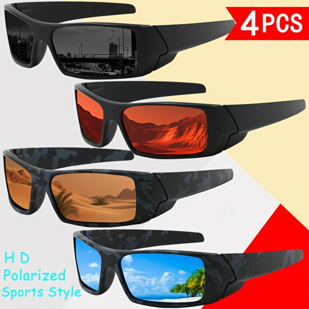 Sunglasses for Men - Sports 4 Pack HD Polarized Cross Frame Camo & Solid Color Combos - product detail view 6
