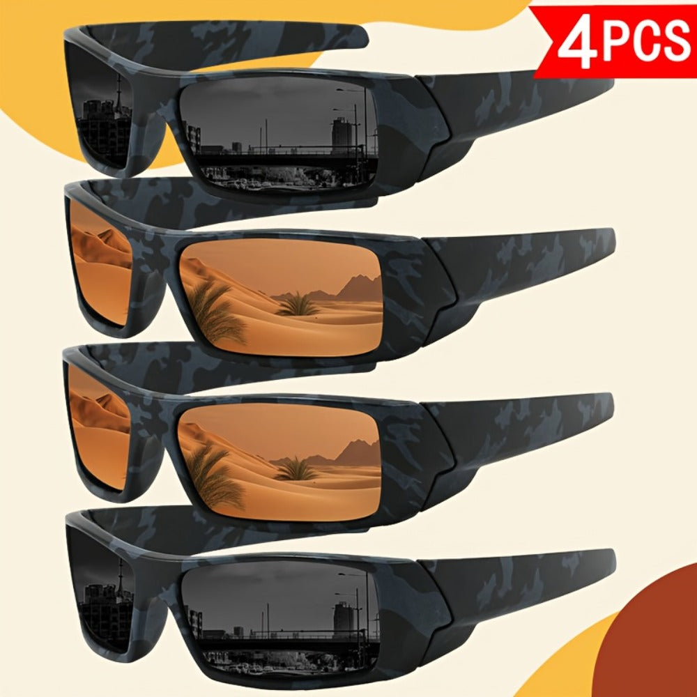 Sunglasses for Men - Sports 4 Pack HD Polarized Cross Frame Camo & Solid Color Combos - product detail view 7