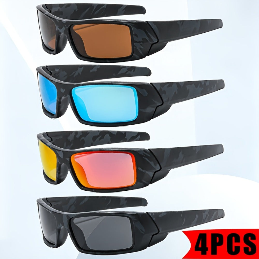 Sunglasses for Men - Sports 4 Pack HD Polarized Cross Frame Camo & Solid Color Combos - product detail view 10