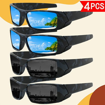 Sunglasses for Men - Sports 4 Pack HD Polarized Cross Frame Camo & Solid Color Combos - product detail view 26