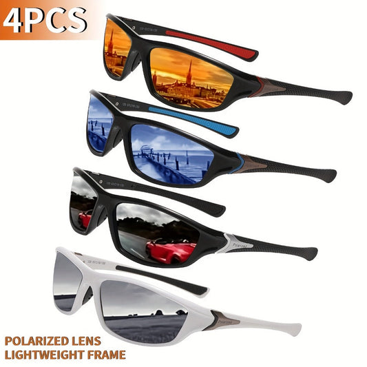 Sunglasses for Men - Sports 4 Pack UV400 Full Frame - Ultra-Light PC Lens Bulk Set Women - main product view
