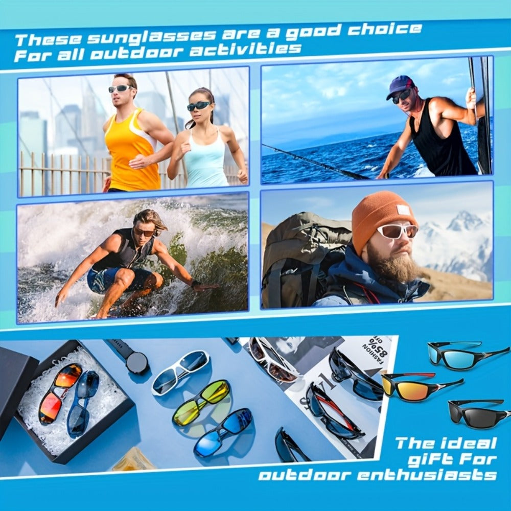 Sunglasses for Men - Sports 4 Pack UV400 Full Frame - Ultra-Light PC Lens Bulk Set Women - product detail view 13