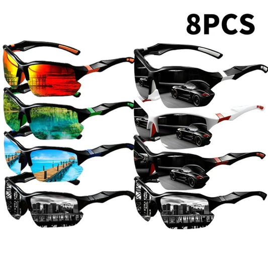 Sunglasses for Men - Sports Bulk Set 8 or 12 Pairs UV Protection True Color Coating Fashion - main product view