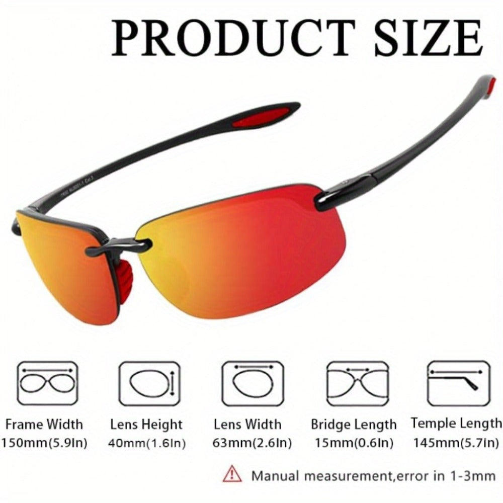 Sunglasses for Men - Sports Polarized TR90 Rimless - UV400 Lightweight Frameless Women Running - product detail view 4