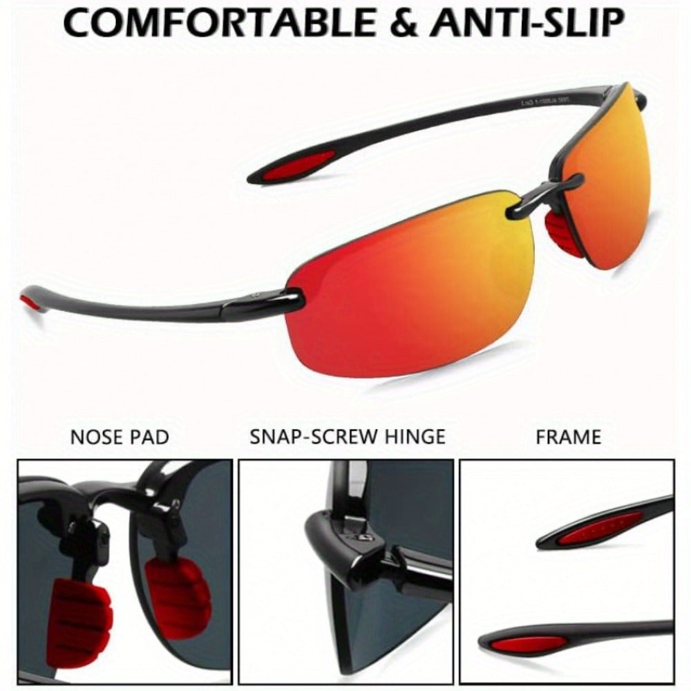Sunglasses for Men - Sports Polarized TR90 Rimless - UV400 Lightweight Frameless Women Running - product detail view 8