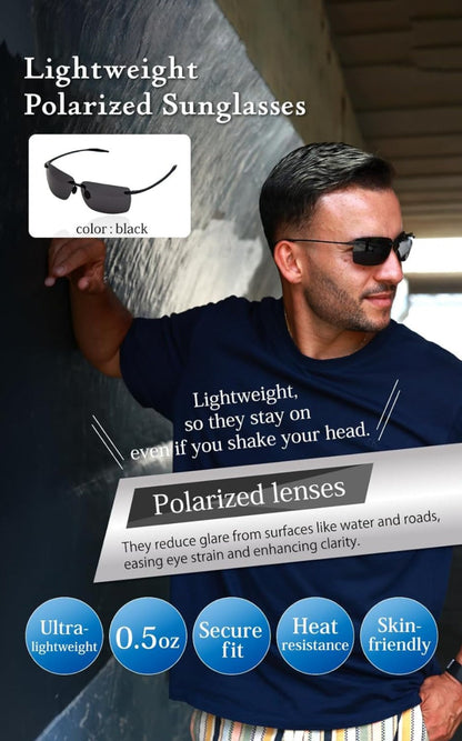 Sunglasses for Men - Sports Polarized TR90 Rimless - UV400 Lightweight Frameless Women Running - product detail view 12