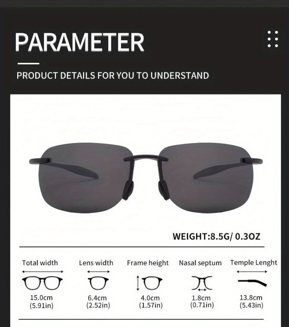 Sunglasses for Men - Sports Polarized TR90 Rimless - UV400 Lightweight Frameless Women Running - product detail view 15