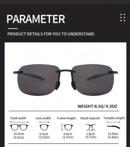 Sunglasses for Men - Sports Polarized TR90 Rimless - UV400 Lightweight Frameless Women Running - product detail view 15