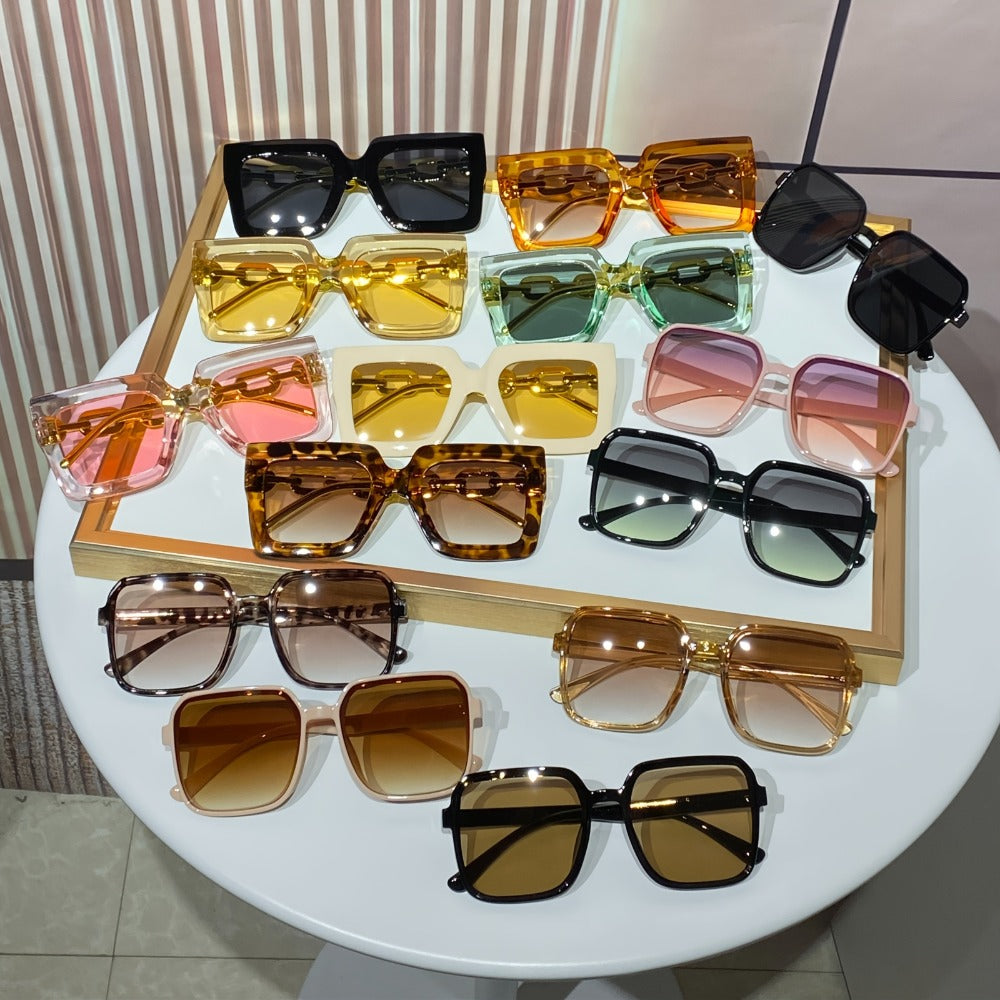 Sunglasses for Women - Square 14-Pack Tinted Lens Fashion Glasses Set, Chic Minimalist Plastic - product detail view 2