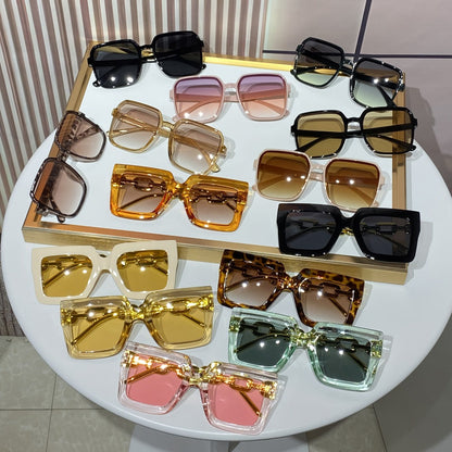 Sunglasses for Women - Square 14-Pack Tinted Lens Fashion Glasses Set, Chic Minimalist Plastic - product detail view 3