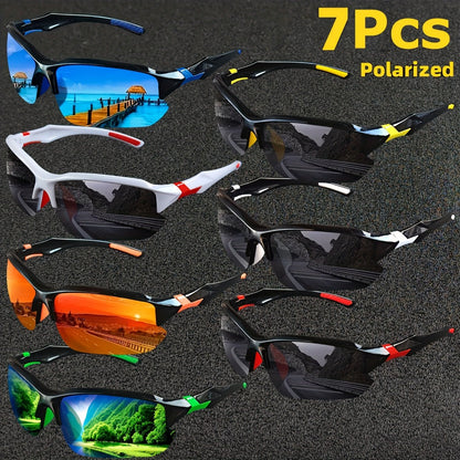 Sunglasses for Men - Square Frame Glasses 7 Pairs Set Trendy Fashion Eyewear Bulk Value Pack - product detail view 3
