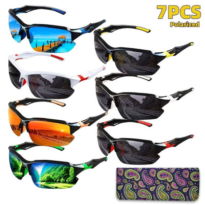 Sunglasses for Men - Square Frame Glasses 7 Pairs Set Trendy Fashion Eyewear Bulk Value Pack - product detail view 4