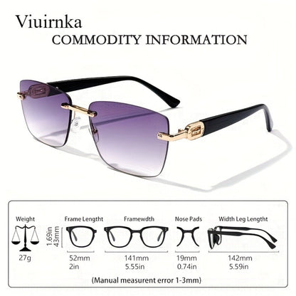 Sunglasses for Men - Square Frameless Glasses for Women , Trendy Unisex Fashion Eyewear with - product detail view 6