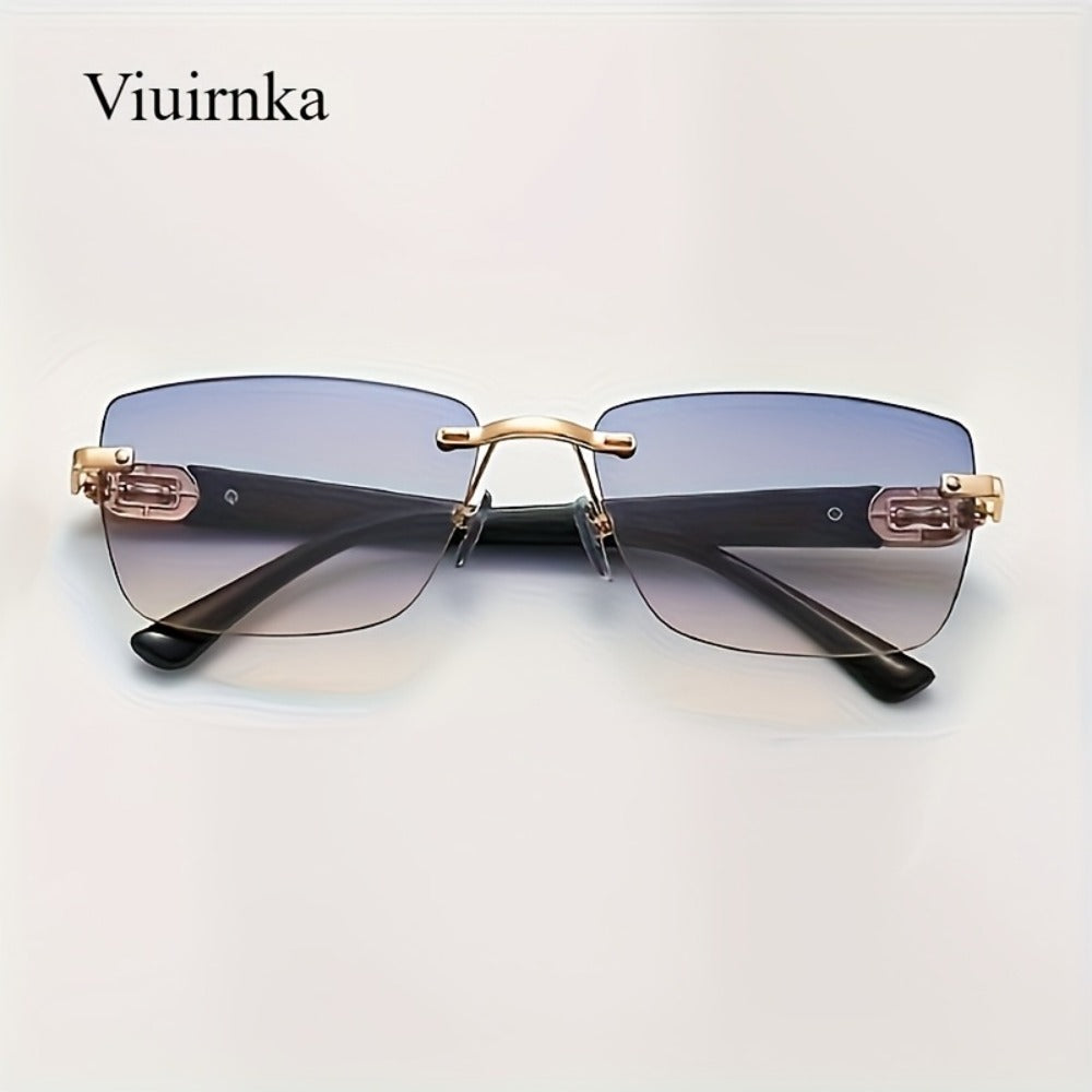 Sunglasses for Men - Square Frameless Glasses for Women , Trendy Unisex Fashion Eyewear with - product detail view 9