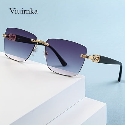 Sunglasses for Men - Square Frameless Unisex Trendy Fashion Eyewear Clear Vision UV Protection - product detail view 4