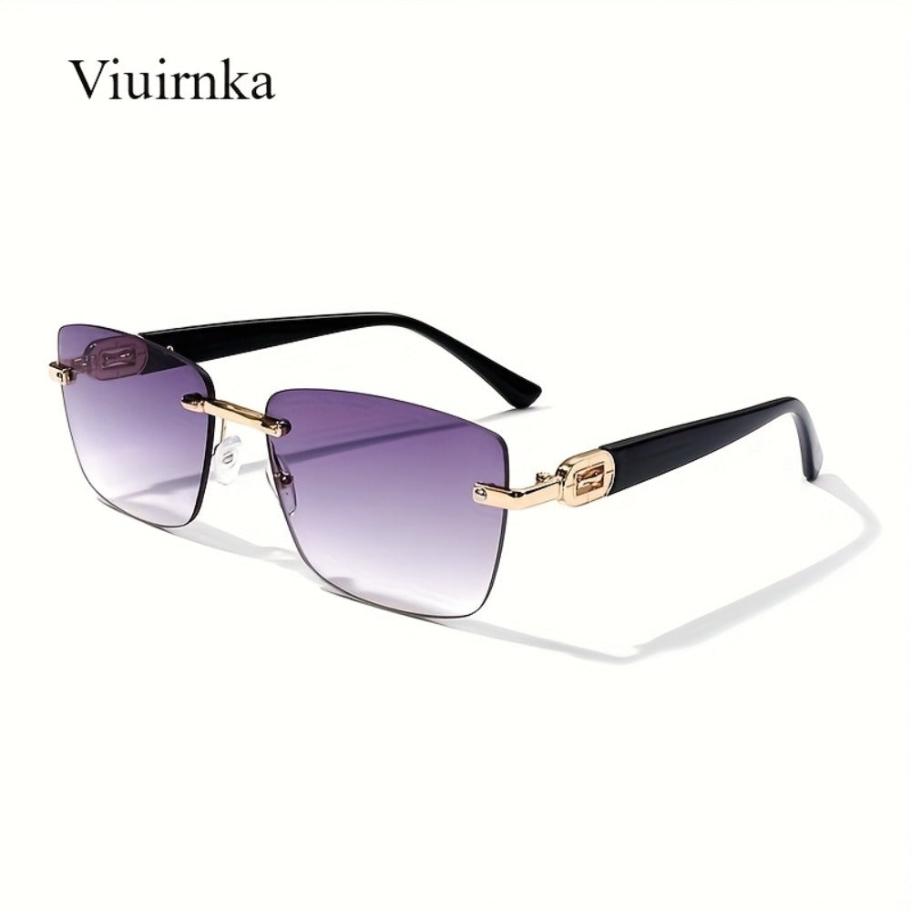 Sunglasses for Men - Square Frameless Unisex Trendy Fashion Eyewear Clear Vision UV Protection - product detail view 7