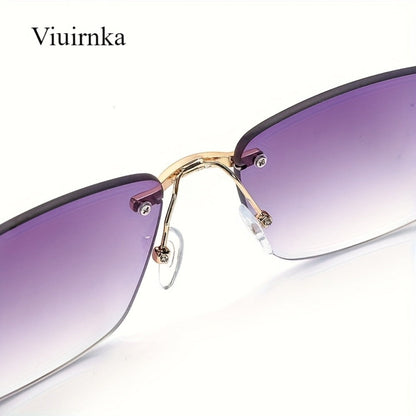 Sunglasses for Men - Square Frameless Unisex Trendy Fashion Eyewear Clear Vision UV Protection - product detail view 9