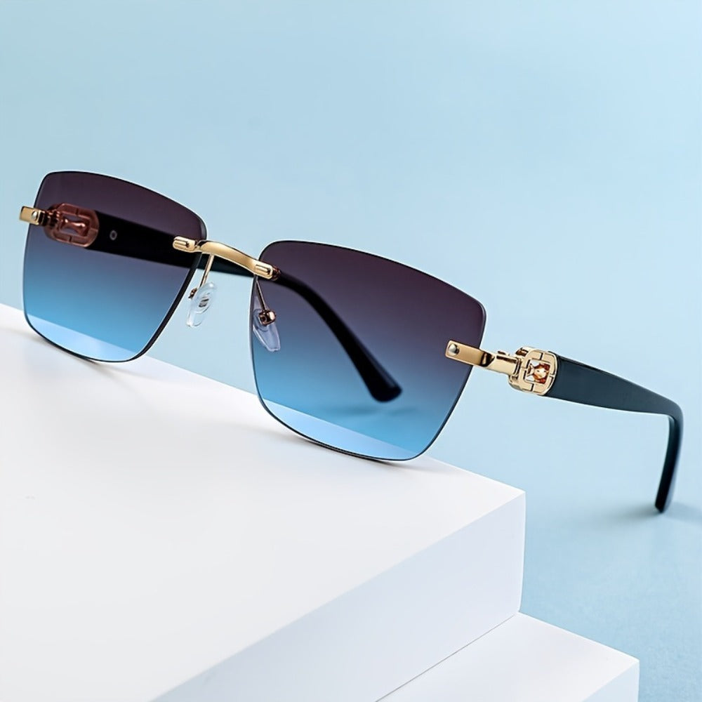 Sunglasses for Men - Square Frameless Unisex Trendy Fashion Eyewear Clear Vision UV Protection - product detail view 11