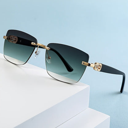 Sunglasses for Men - Square Frameless Unisex Trendy Fashion Eyewear Clear Vision UV Protection - product detail view 12