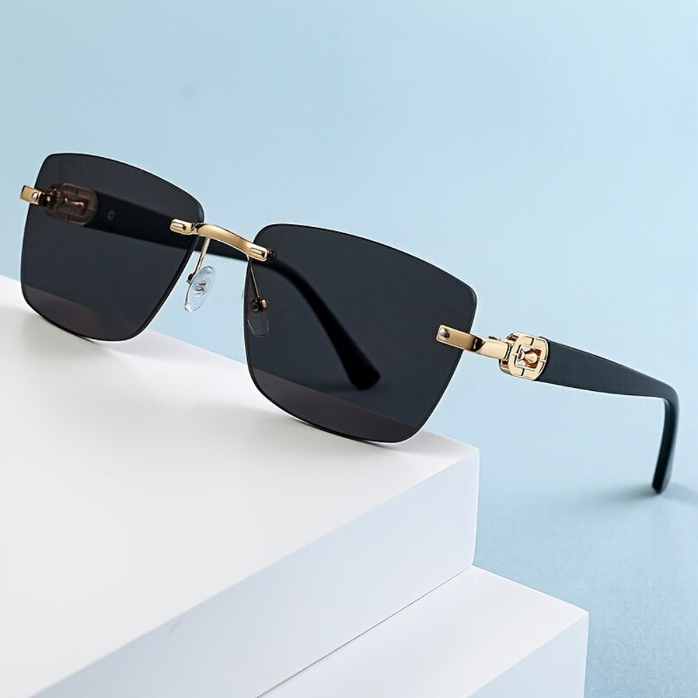 Sunglasses for Men - Square Frameless Unisex Trendy Fashion Eyewear Clear Vision UV Protection - product detail view 15
