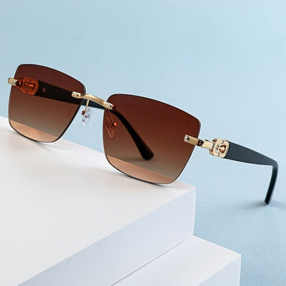 Sunglasses for Men - Square Frameless Unisex Trendy Fashion Eyewear Clear Vision UV Protection - product detail view 17