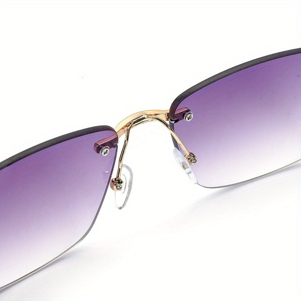 Sunglasses for Men - Square Frameless Unisex Trendy Fashion Eyewear Clear Vision UV Protection - product detail view 18