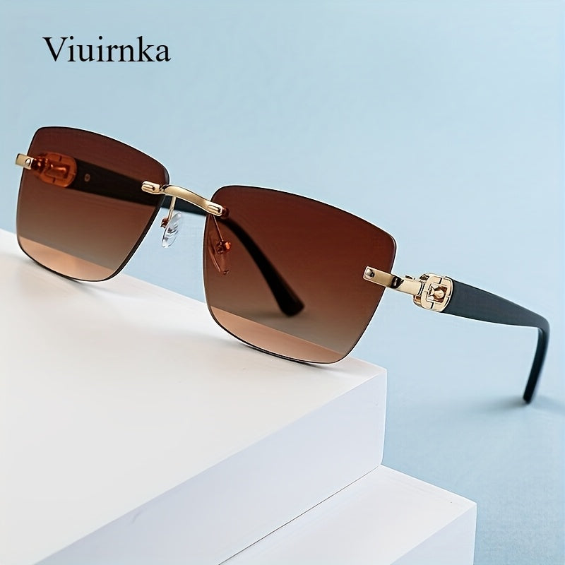 Sunglasses for Men - Square Frameless Unisex Trendy Fashion Eyewear Clear Vision UV Protection - product detail view 20