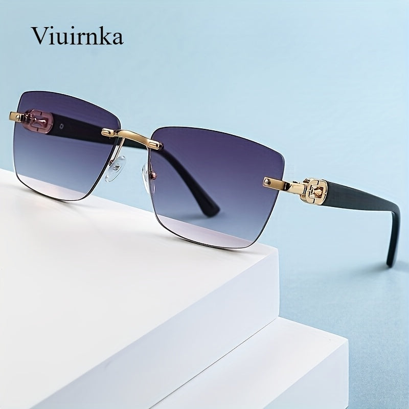 Sunglasses for Men - Square Frameless Unisex Trendy Fashion Eyewear Clear Vision UV Protection - product detail view 21