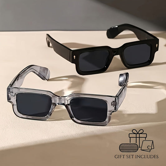 Sunglasses for Men - Square Glasses 2 Pack for & Women Chunky Bold Thick Frame Retro Y2K - main product view