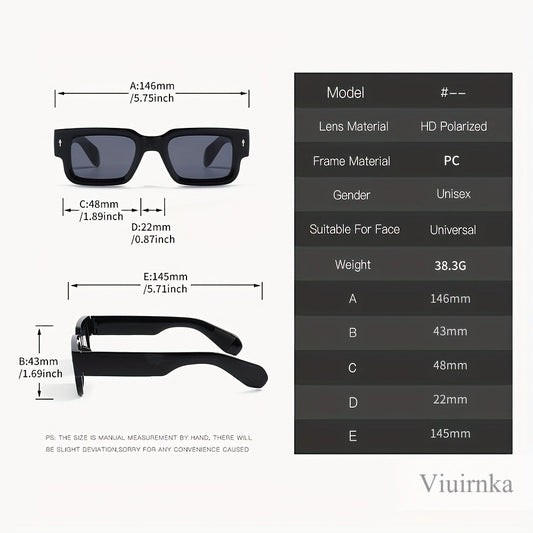 Sunglasses for Men - Square Glasses 2 Pack for & Women Chunky Bold Thick Frame Retro Y2K - product detail view 2